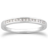 14K white gold ring with channel-set princess-cut diamond stones thumbnail 1