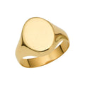 14K yellow gold signet ring with oval polished face and tapered band