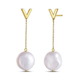 14k Yellow Gold Tesoro Pearl Drop Earrings thumbnail 1