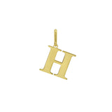 14K yellow gold initial H charm pendant with polished crossbar and bail thumbnail 1