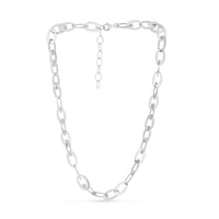 Sterling Silver Rhodium Plated Italian Oval Link Chain (8.70 mm)
