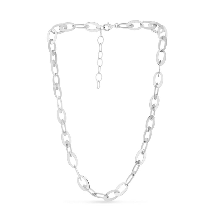 Sterling Silver Rhodium Plated Italian Oval Link Chain (8.70 mm)