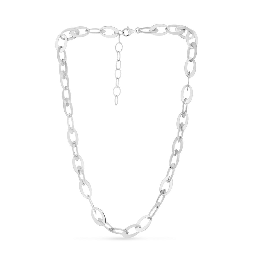 Sterling Silver Rhodium Plated Italian Oval Link Chain (8.70 mm)