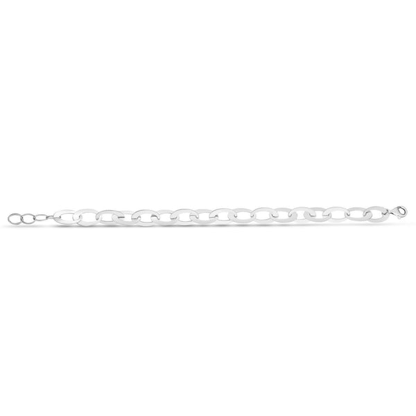 Sterling Silver Rhodium Plated Italian Oval Link Chain (8.70 mm)