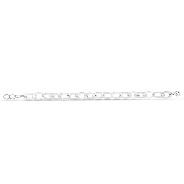 Sterling Silver Rhodium Plated Italian Oval Link Chain (8.70 mm)