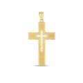 14K two-tone gold diamond-cut high-polish cross pendant