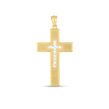 14k Two Tone Gold High Polish Diamond Cut Cross Pendant thumbnail 1