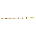 14K yellow gold cable anklet with round multi-tone stations