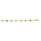 14K yellow gold cable anklet with round multi-tone stations thumbnail 1