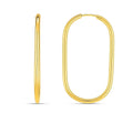 14K yellow gold paperclip hoop earrings with no gemstone stones
