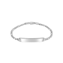 14k White Gold Figaro Chain Fancy Childrens ID Bracelet (3.30 mm)