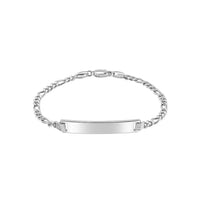 14k White Gold Figaro Chain Fancy Childrens ID Bracelet (3.30 mm)