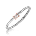 925 sterling silver rhodium plated mesh bangle with crystal studded stations
