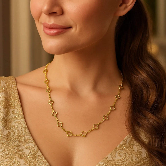 14K Yellow Gold Clover Link Necklace (7.00 mm)