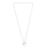 Sterling Silver Rhodium Plated Large Puffed Heart Long Necklace thumbnail 2