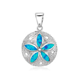 Sterling Silver Sand Dollar Pendant with Opal thumbnail 1