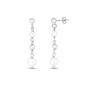 Sterling Silver Freshwater Pearl Bead Drop Earrings
