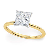 14K yellow gold ring with princess-cut diamond center stone thumbnail 1