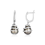 Sterling Silver Twist Earrings with Pear Shaped Black Pearls thumbnail 1
