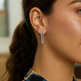 Sterling Silver Two Link Paperclip Dangle Earrings thumbnail 2