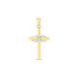 14k Two Tone Gold High Polish Diamond Cut Cross Pendant thumbnail 1