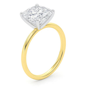 5 Carat Cushion Lab Grown IGI G/VS1 Diamond Solitaire Ring in 10K Yellow Gold