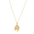 14K yellow gold horse and horseshoe pendant necklace