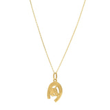 14K yellow gold horse and horseshoe pendant necklace thumbnail 1