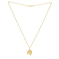 Horse and Horseshoe Necklace in 14K Yellow Gold