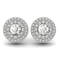 14K white gold ring with round diamond stones in a double halo setting