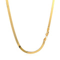 14K yellow gold herringbone chain with flat interlocking links at 3.80 mm