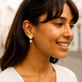 Heart and Pearl Drop Stud Earrings in 14K Yellow Gold thumbnail 5