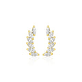 14K yellow gold leaf climber earrings with marquise cubic zirconia stones