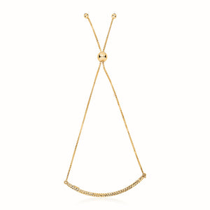 14k Yellow Gold Chain Bar Lariat Style Bracelet (1.00 mm)