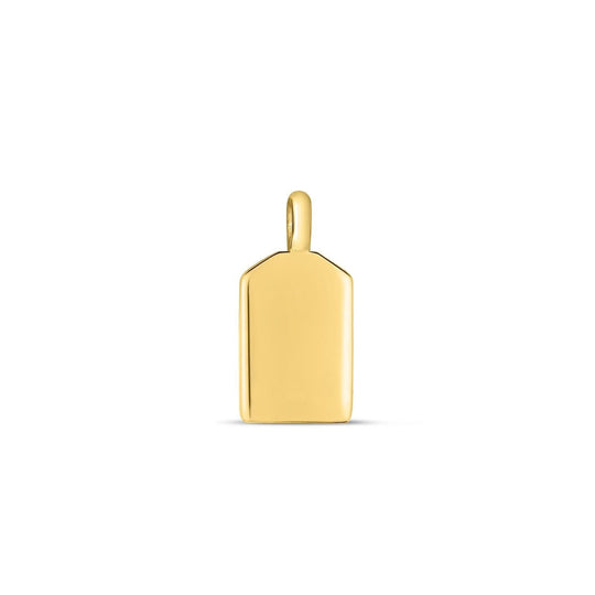 14K yellow gold mini tag charm pendant with smooth engravable surface
