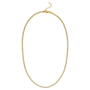 14K Two Tone Gold Diamon Oro Tennis Necklace (2.40 mm)