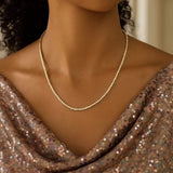 14K Two Tone Gold Diamon Oro Tennis Necklace (2.40 mm) thumbnail 5