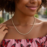 14K Two Tone Gold Diamon Oro Tennis Necklace (2.40 mm) thumbnail 6