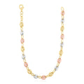 14K tri-color gold puffed mariner link chain, 4.90 mm high polish