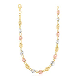 14K tri-color gold puffed mariner link chain, 4.90 mm high polish thumbnail 1
