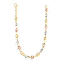 14k Tri Color Gold High Polish Puffed Mariner Link Chain (4.90 mm)