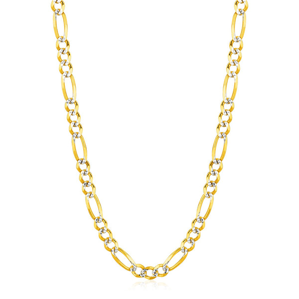 14K Yellow Gold Solid Pave Figaro Chain (5.90 mm)