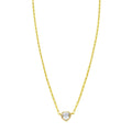 14K yellow gold necklace with heart white topaz stone pendant
