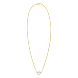 14K Yellow Gold White Topaz Heart Necklace (1.50 mm) thumbnail 2