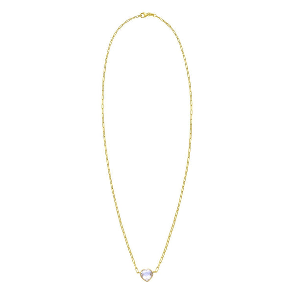 14K Yellow Gold White Topaz Heart Necklace (1.50 mm)