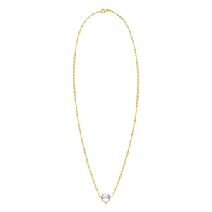14K Yellow Gold White Topaz Heart Necklace (1.50 mm)