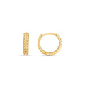 14K yellow gold braided huggie hoop earrings, 3x12mm, no stones