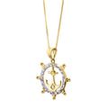10K yellow gold ships wheel anchor pendant necklace with open spoke detailing