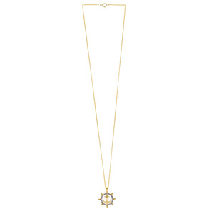 Ships Wheel Anchor Necklace in 10K Yellow Gold