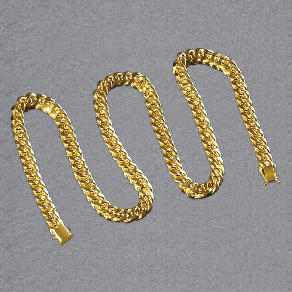 7.25mm 10k Yellow Gold Semi Solid Miami Cuban Chain